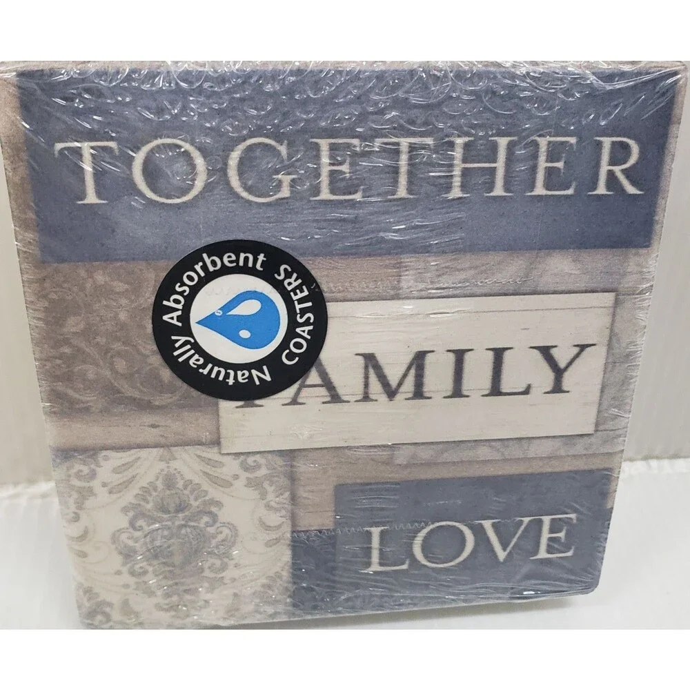 Set of 2 Same Cork Backed Stoneware Coasters (4